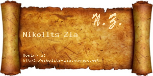 Nikolits Zia névjegykártya